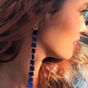 Gorgeous drop dangling earrings blue leather
